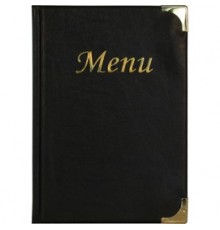 PORTA MENU' A5-23,7x17cm NERO in PVC BASIC con 4+2 BUSTE FISSE
