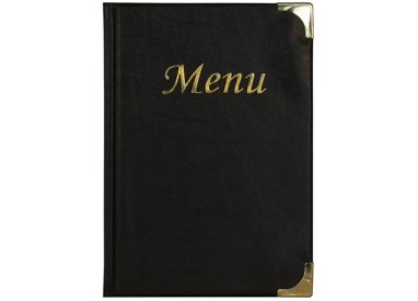PORTA MENU' A5-23,7x17cm NERO in PVC BASIC con 4+2 BUSTE FISSE