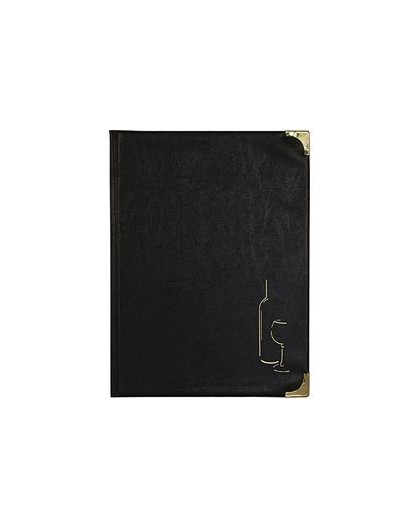 CARTA DEI VINI A4-31,5x24cm NERO in PVC BASIC con 4+2 BUSTE FISSE