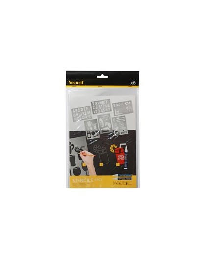 SET 6 STENCIL TRASPARENTI ASSORTITI Securit