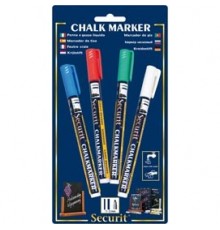 Blister 4 marcatore a gesso liquido punta fine ass.colore base SECURIT