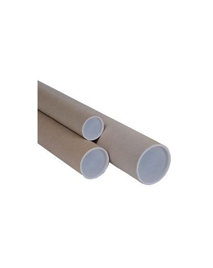 TUBO IN CARTONE AVANA doppio tappo trasparente 50cm Ø10cm