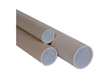 TUBO IN CARTONE AVANA doppio tappo trasparente 50cm Ø10cm