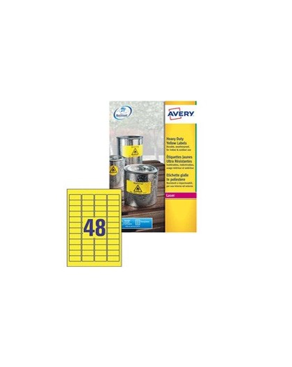 Poliestere adesivo L6103 giallo fluo 20fg A4 45,7x21,2mm (48et/fg) laser Avery