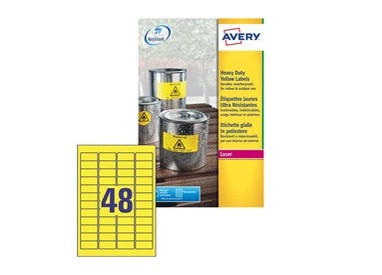 Poliestere adesivo L6103 giallo fluo 20fg A4 45,7x21,2mm (48et/fg) laser Avery