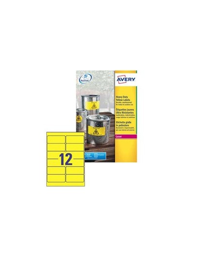 Poliestere adesivo L6107 giallo fluo 20fg A4 99,1x42,3mm (12et/fg) laser Avery