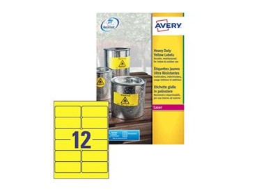 Poliestere adesivo L6107 giallo fluo 20fg A4 99,1x42,3mm (12et/fg) laser Avery