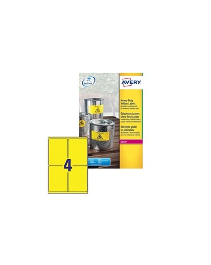 Poliestere adesivo L6127 giallo fluo 20fg A4 99,1x139mm (4et/fg) laser Avery