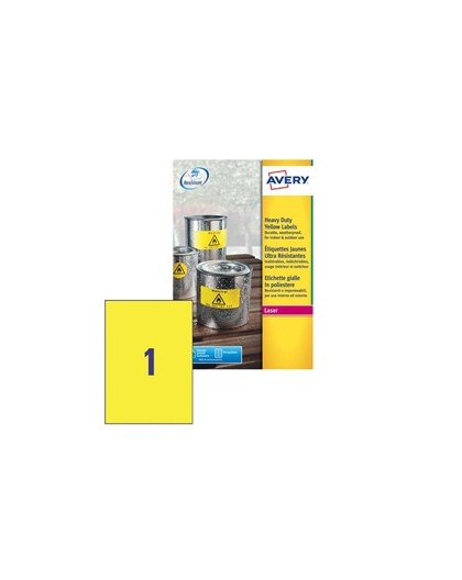 Poliestere adesivo L6111 giallo fluo 20fg A4 210x297mm (1et/fg) laser Avery