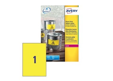Poliestere adesivo L6111 giallo fluo 20fg A4 210x297mm (1et/fg) laser Avery