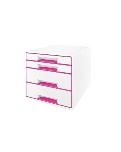 CASSETTIERA 4 CASSETTI BIANCO/fuxia Leitz Cube