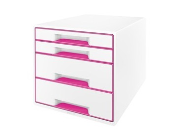 CASSETTIERA 4 CASSETTI BIANCO/fuxia Leitz Cube