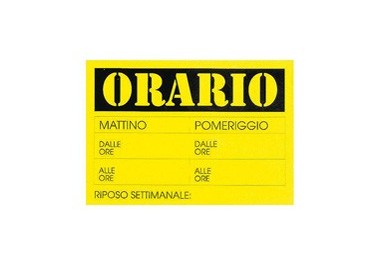 CARTELLO IN CARTONCINO 'ORARIO dalle..alle..' 23x32cm CWR 315/13