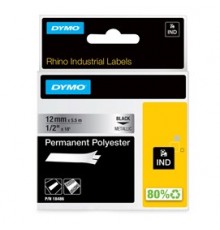 NASTRO POLIESTERE PERMANENTE 12mm x 5.5mt nero su metallo 18486 RHINO