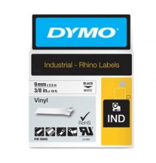 NASTRO VINILE 9mm x 5.5mt nero su bianco 18443 RHINO