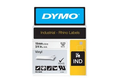 NASTRO VINILE 19mm x 5.5mt nero su bianco 18445 RHINO