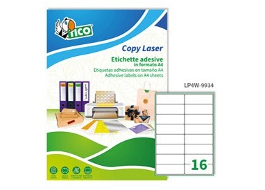 Etichetta adesiva LP4W bianca 100fg A4 99,1x34mm (16et/fg) Laser Tico