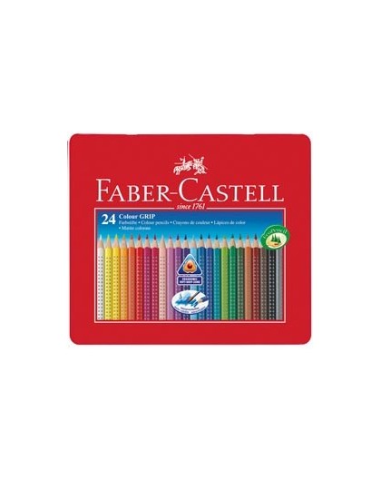 ASTUCCIO metallo 24 PASTELLI COLORATI ACQUERELLABILI Color Grip FABER CASTELL