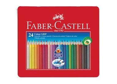 ASTUCCIO metallo 24 PASTELLI COLORATI ACQUERELLABILI Color Grip FABER CASTELL