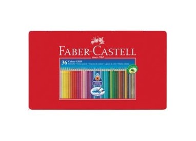 ASTUCCIO metallo 36 PASTELLI COLORATI ACQUERELLABILI Color Grip FABER CASTELL