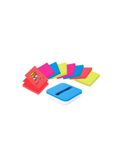 DISPENSER VAL +8 ricarche Post-it® Super Sticky Z-Notes colori ass. 76x76mm