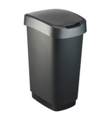 PATTUMIERA 50LT in PPL Nero/Grigio COPERCHIO BASCULANTE ROTHO