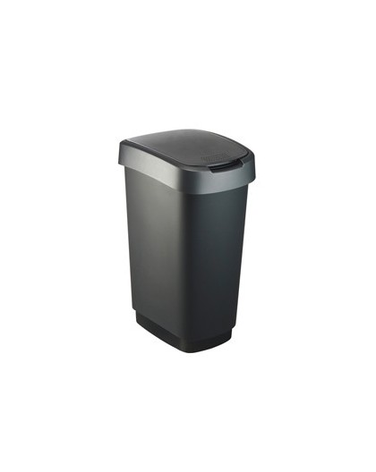 PATTUMIERA 50LT in PPL Nero/Grigio COPERCHIO BASCULANTE ROTHO