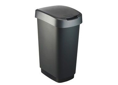PATTUMIERA 50LT in PPL Nero/Grigio COPERCHIO BASCULANTE ROTHO