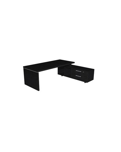 SCRIVANIA MANAGER 210X90cm c/mobile servizio rev. NERO VEN. - PRESTIGE
