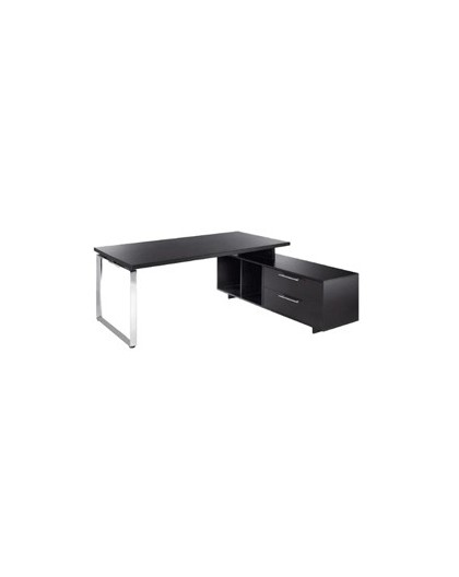 SCRIVANIA MANAGER 180X90cm c/mobile servizio rev. NERO VEN. - PRESTIGE METAL