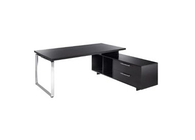 SCRIVANIA MANAGER 180X90cm c/mobile servizio rev. NERO VEN. - PRESTIGE METAL