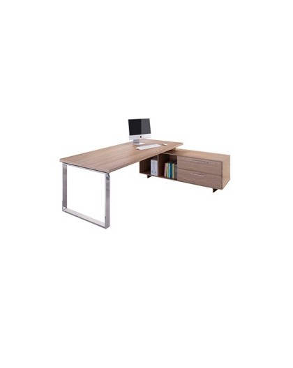 SCRIVANIA MANAGER 180X90cm c/mobile servizio rev. CILIEGIO AR. - PRESTIGE METAL