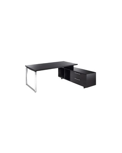 SCRIVANIA MANAGER 210X90cm c/mobile servizio rev. NERO VEN. - PRESTIGE METAL