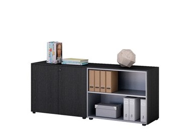 COPPIA MOBILI BASSI A GIORNO 162,8X43cm H81,4cm NERO VEN. - PRESTIGE