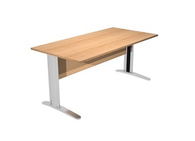 SCRIVANIA LINEARE 160X80cm FAGGIO - fianchi vernic. effetto cromato EASY