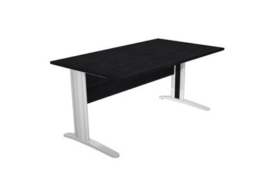 SCRIVANIA LINEARE 160X80cm NERO VENATO - fianchi vernic. effetto cromato EASY