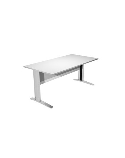 SCRIVANIA LINEARE 160X80cm GRIGIO - fianchi vernic. effetto cromato EASY