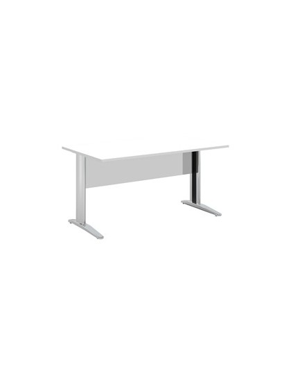SCRIVANIA LINEARE 140X80cm BIANCO - fianchi vernic. effetto cromato EASY