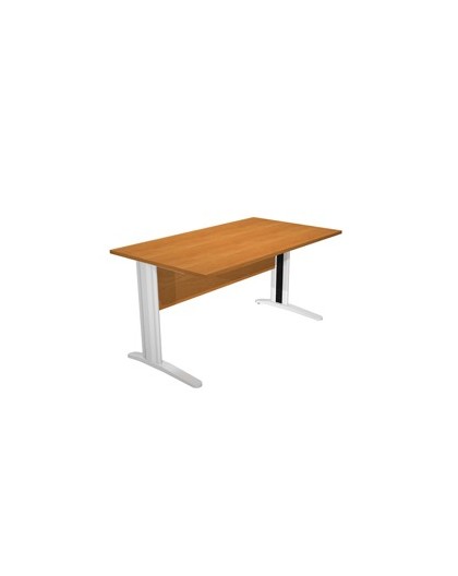 SCRIVANIA LINEARE 140X80cm NOCE CHIARO - fianchi vernic. effetto cromato EASY