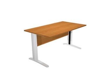 SCRIVANIA LINEARE 140X80cm NOCE CHIARO - fianchi vernic. effetto cromato EASY