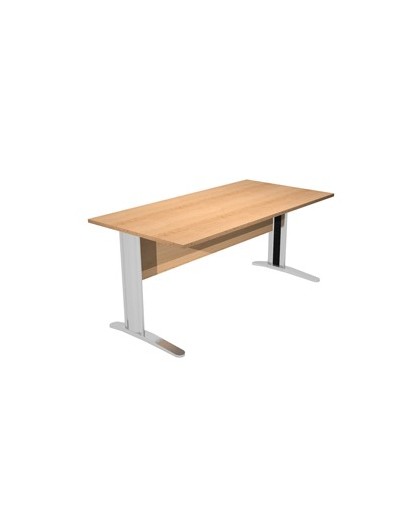 SCRIVANIA LINEARE 140X80cm FAGGIO - fianchi vernic. effetto cromato EASY