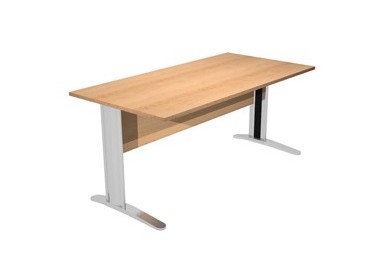 SCRIVANIA LINEARE 140X80cm FAGGIO - fianchi vernic. effetto cromato EASY