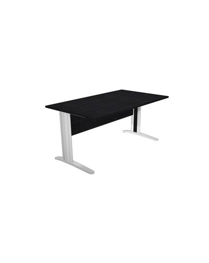 SCRIVANIA LINEARE 140X80cm NERO VENATO - fianchi vernic. effetto cromato EASY