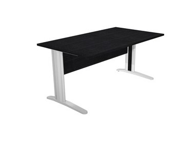 SCRIVANIA LINEARE 140X80cm NERO VENATO - fianchi vernic. effetto cromato EASY