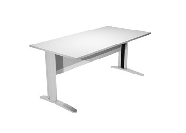 SCRIVANIA LINEARE 140X80cm GRIGIO - fianchi vernic. effetto cromato EASY