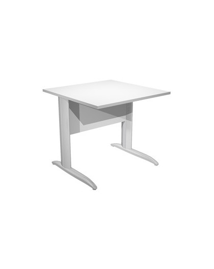 SCRIVANIA LINEARE 80X80cm BIANCO - fianchi vernic. effetto cromato EASY