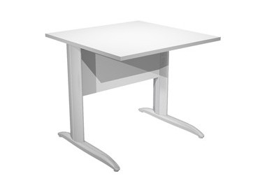 SCRIVANIA LINEARE 80X80cm BIANCO - fianchi vernic. effetto cromato EASY