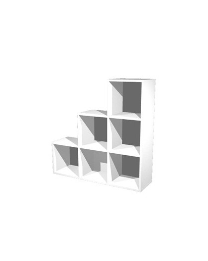 LIBRERIA 6 CASELLE a SCALARE 104x29,2cm-H103,9cm BIANCO - RAINBOW