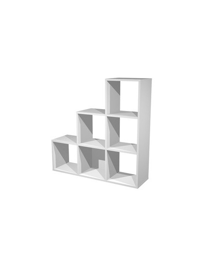 LIBRERIA 6 CASELLE a SCALARE 104x29,2cm-H103,9cm GRIGIO ALLUMINIO - RAINBOW