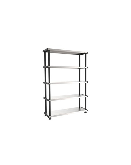 SCAFFALE PPL 5 RIPIANI METALLO 119x45x185cm GRIGIO/NERO TERRY